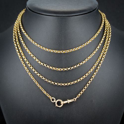 ANTIQUE VICTORIAN 9CT GOLD LONG GUARD CHAIN NECKLACE 227G 58