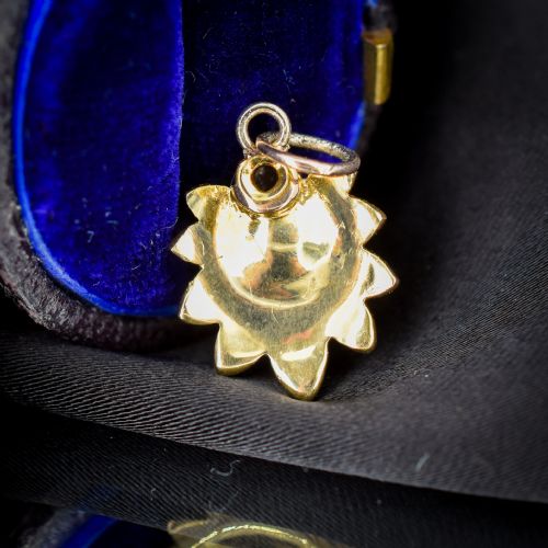 ANTIQUE 15CT GOLD PEARL AND DIAMOND FLOWER PENDANT - ADDITIONAL PHOTO 4
