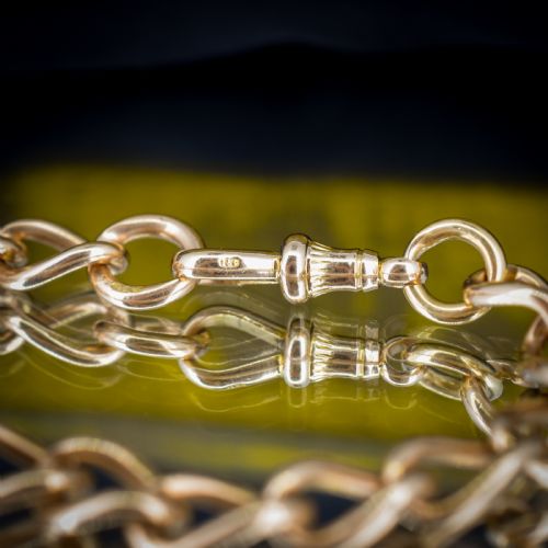 ANTIQUE 15CT GOLD OVAL CURB BRACELET WITH DOG CLIP 8 - ADDITIONAL PHOTO 5