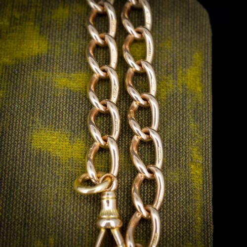 ANTIQUE 15CT GOLD OVAL CURB BRACELET WITH DOG CLIP 8 - ADDITIONAL PHOTO 6