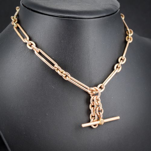 ANTIQUE CHESTER '1921' 9CT GOLD TROMBONE LINK CHAIN 1375 - ADDITIONAL PHOTO 4