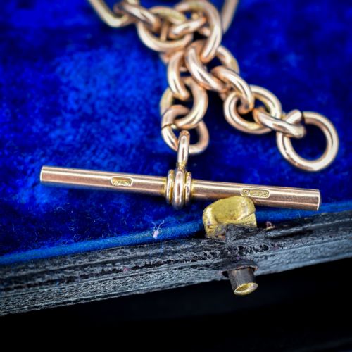 ANTIQUE CHESTER '1921' 9CT GOLD TROMBONE LINK CHAIN 1375 - ADDITIONAL PHOTO 6