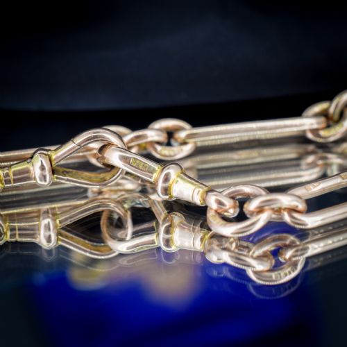 ANTIQUE CHESTER '1921' 9CT GOLD TROMBONE LINK CHAIN 1375 - ADDITIONAL PHOTO 11
