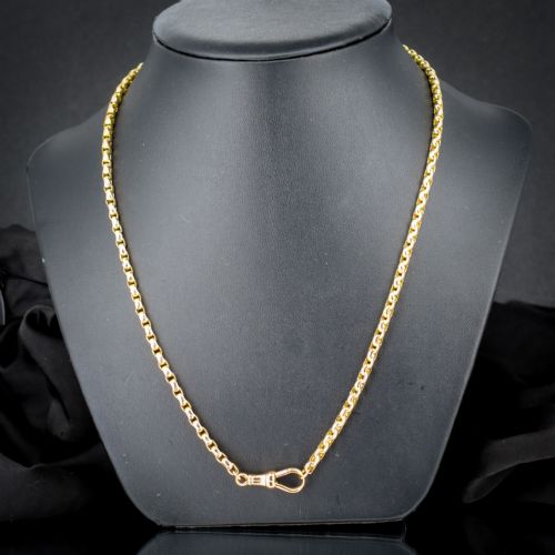 ANTIQUE VICTORIAN 9CT GOLD FACETED LINK CHAIN NECKLACE WITH DOG CLIP 20 - ADDITIONAL PHOTO 1
