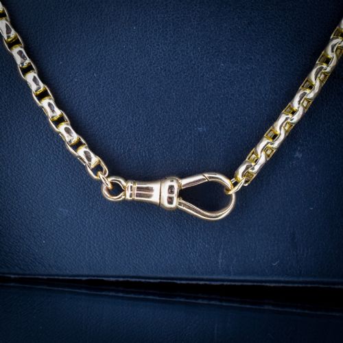 ANTIQUE VICTORIAN 9CT GOLD FACETED LINK CHAIN NECKLACE WITH DOG CLIP 20 - ADDITIONAL PHOTO 2