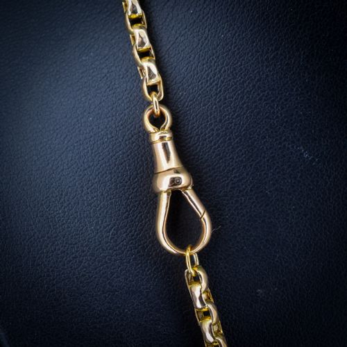 ANTIQUE VICTORIAN 9CT GOLD FACETED LINK CHAIN NECKLACE WITH DOG CLIP 20 - ADDITIONAL PHOTO 3