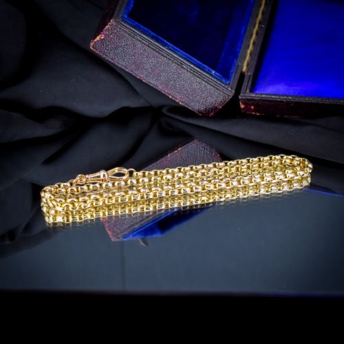 ANTIQUE VICTORIAN 9CT GOLD FACETED LINK CHAIN NECKLACE WITH DOG CLIP 20 - ADDITIONAL PHOTO 4