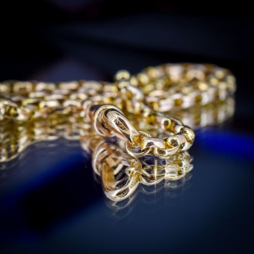 ANTIQUE VICTORIAN 9CT GOLD FACETED LINK CHAIN NECKLACE WITH DOG CLIP 20 - ADDITIONAL PHOTO 6