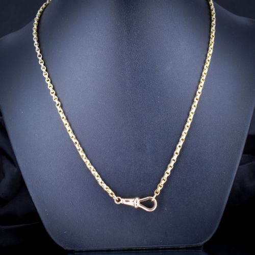 ANTIQUE 9CT YELLOW GOLD OVAL LINK CHAIN NECKLACE WITH DOG CLIP - ADDITIONAL PHOTO 6