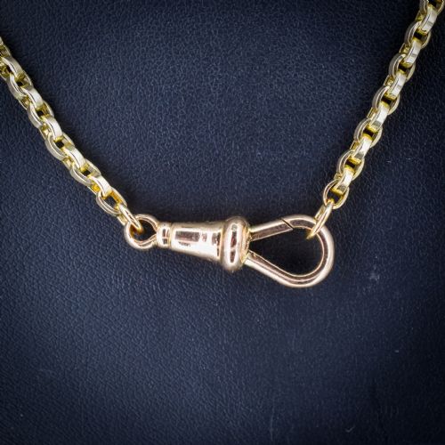 ANTIQUE 9CT YELLOW GOLD OVAL LINK CHAIN NECKLACE WITH DOG CLIP - ADDITIONAL PHOTO 7