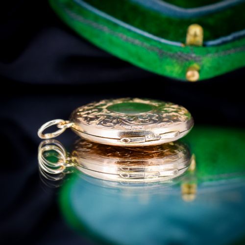 ANTIQUE 9CT GOLD ENGRAVED ROUND FANCY LOCKET BIRMINGHAM 1919 - ADDITIONAL PHOTO 8