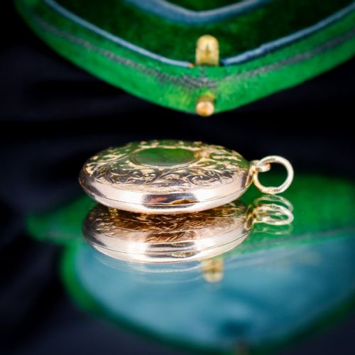 ANTIQUE 9CT GOLD ENGRAVED ROUND FANCY LOCKET BIRMINGHAM 1919 - ADDITIONAL PHOTO 9