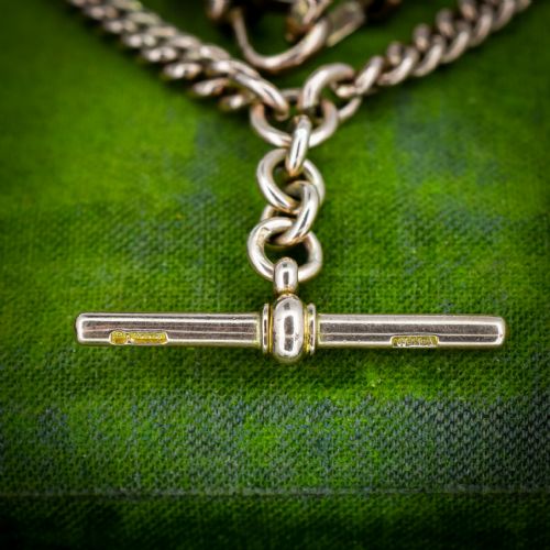 ANTIQUE 155 9CT GOLD DOUBLE DOG CLIP ALBERT CURB WATCH CHAIN NECKLACE - ADDITIONAL PHOTO 7