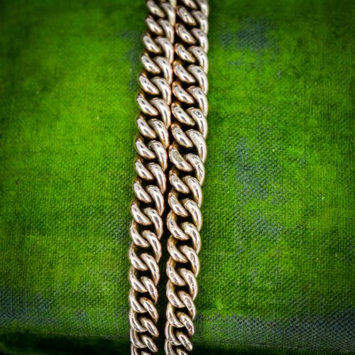 ANTIQUE 155 9CT GOLD DOUBLE DOG CLIP ALBERT CURB WATCH CHAIN NECKLACE - ADDITIONAL PHOTO 8