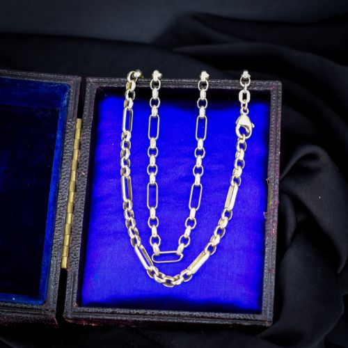 VINTAGE 9CT YELLOW GOLD 18 FANCY LINK CHAIN NECKLACE