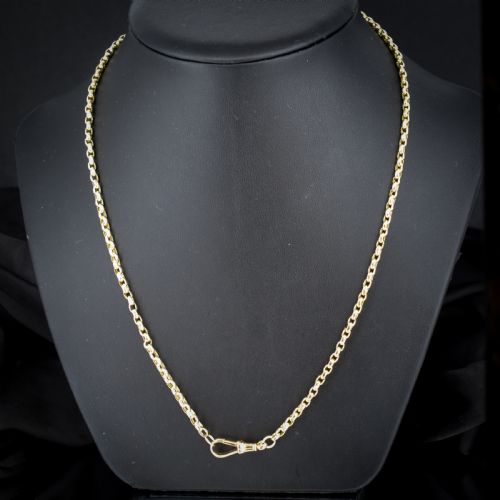 ANTIQUE VICTORIAN 9CT GOLD FACETED LINK CHAIN NECKLACE WITH DOG CLIP 215 - ADDITIONAL PHOTO 1