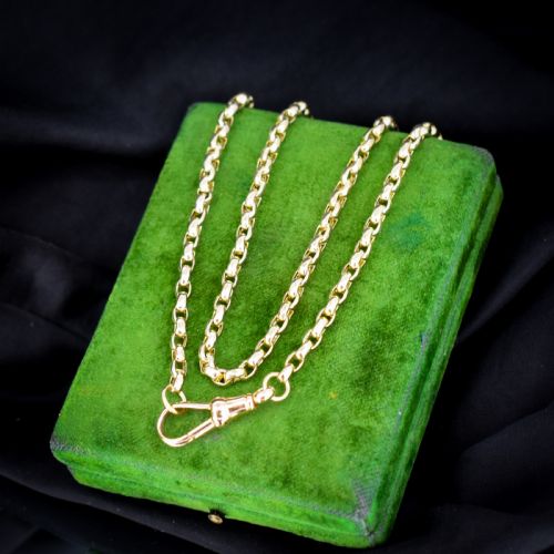 ANTIQUE VICTORIAN 9CT GOLD FACETED LINK CHAIN NECKLACE WITH DOG CLIP 215 - ADDITIONAL PHOTO 4