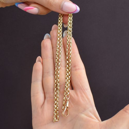 ANTIQUE VICTORIAN 9CT GOLD FACETED LINK CHAIN NECKLACE WITH DOG CLIP 215 - ADDITIONAL PHOTO 8