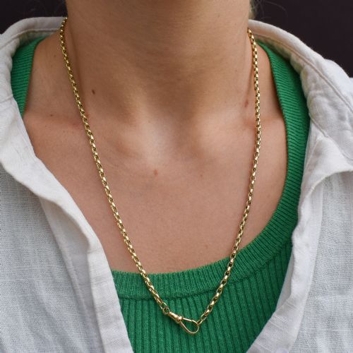 ANTIQUE VICTORIAN 9CT GOLD FACETED LINK CHAIN NECKLACE WITH DOG CLIP 215 - ADDITIONAL PHOTO 9