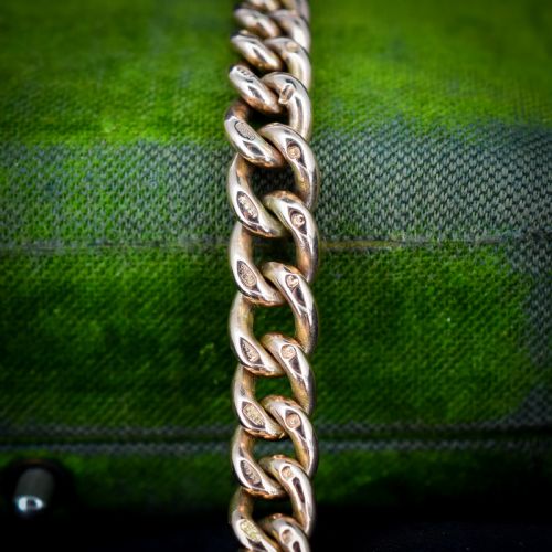 ANTIQUE GRADUATED CURB 9CT GOLD BRACELET WITH DOG CLIP AND TBAR DROP 825 - ADDITIONAL PHOTO 5