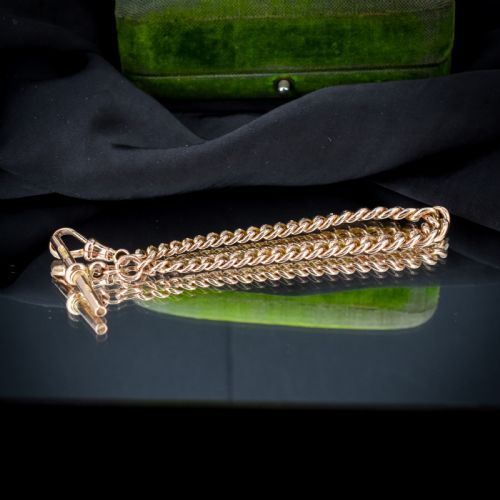ANTIQUE GRADUATED CURB 9CT GOLD BRACELET WITH DOG CLIP AND TBAR DROP 825 - ADDITIONAL PHOTO 6
