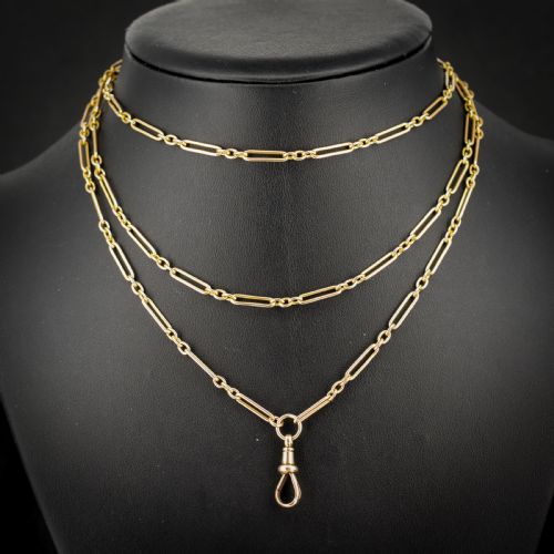 ANTIQUE VICTORIAN 9CT GOLD PAPER LINK CHAIN NECKLACE 41 LENGTH