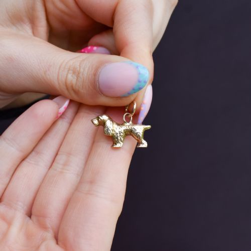VINTAGE 9CT GOLD SPANIEL DOG CHARM PENDANT - ADDITIONAL PHOTO 1