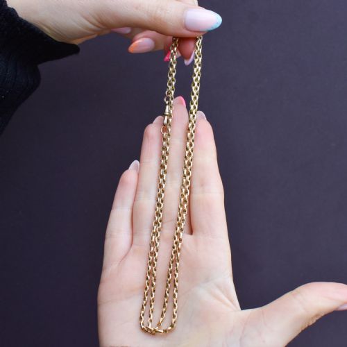 ANTIQUE 9CT YELLOW GOLD OVAL LINK CHAIN NECKLACE WITH DOG CLIP 285 - ADDITIONAL PHOTO 1