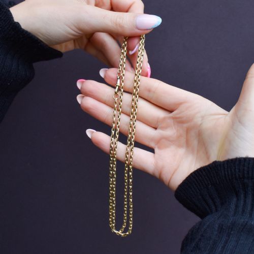 ANTIQUE 9CT YELLOW GOLD OVAL LINK CHAIN NECKLACE WITH DOG CLIP 285 - ADDITIONAL PHOTO 2