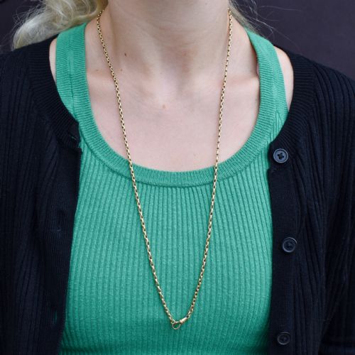 ANTIQUE 9CT YELLOW GOLD OVAL LINK CHAIN NECKLACE WITH DOG CLIP 285 - ADDITIONAL PHOTO 3