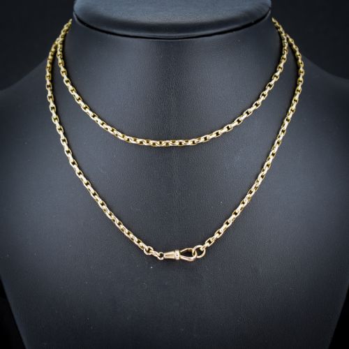 ANTIQUE 9CT YELLOW GOLD OVAL LINK CHAIN NECKLACE WITH DOG CLIP 285 - ADDITIONAL PHOTO 4