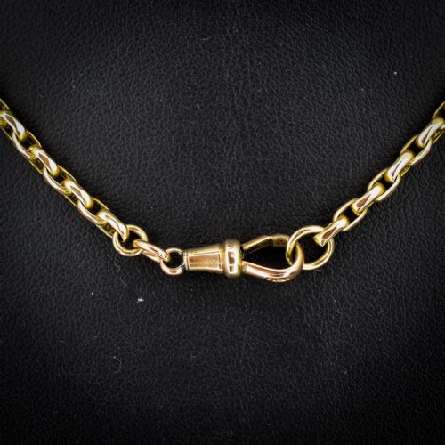 ANTIQUE 9CT YELLOW GOLD OVAL LINK CHAIN NECKLACE WITH DOG CLIP 285 - ADDITIONAL PHOTO 5