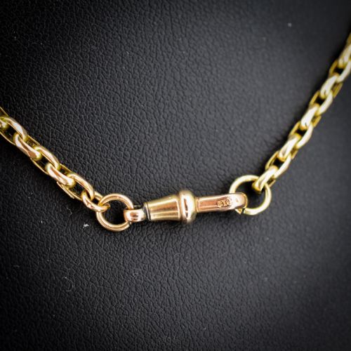 ANTIQUE 9CT YELLOW GOLD OVAL LINK CHAIN NECKLACE WITH DOG CLIP 285 - ADDITIONAL PHOTO 7