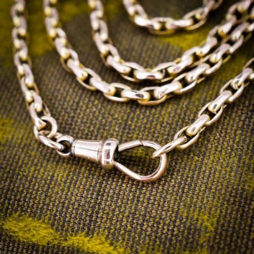 ANTIQUE 9CT YELLOW GOLD OVAL LINK CHAIN NECKLACE WITH DOG CLIP 285 - ADDITIONAL PHOTO 8