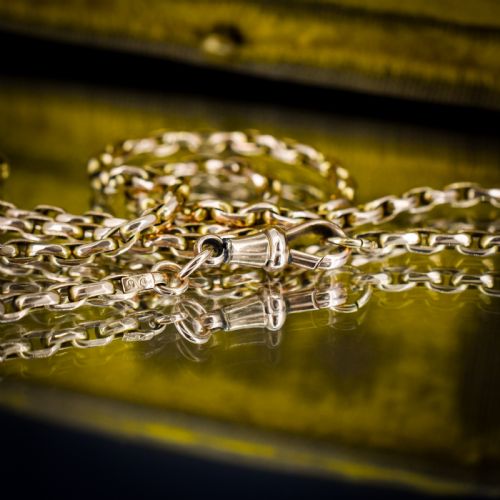 ANTIQUE 9CT YELLOW GOLD OVAL LINK CHAIN NECKLACE WITH DOG CLIP 285 - ADDITIONAL PHOTO 10