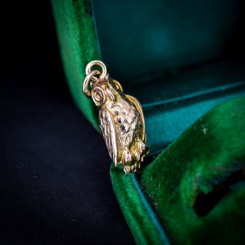 ANTIQUE 9CT GOLD WISE OWL CHARM PENDANT
