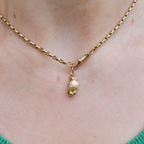 ANTIQUE 9CT GOLD WISE OWL CHARM PENDANT - ADDITIONAL PHOTO 2