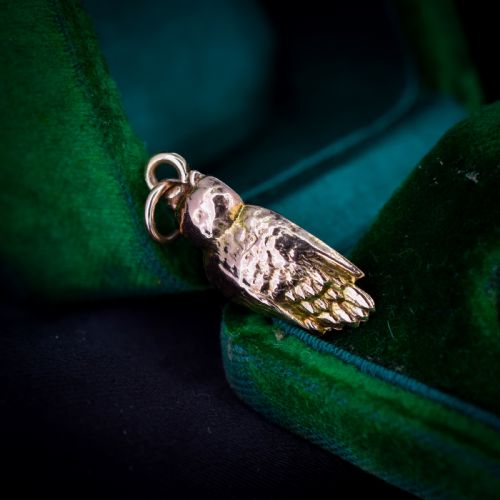 ANTIQUE 9CT GOLD WISE OWL CHARM PENDANT - ADDITIONAL PHOTO 4