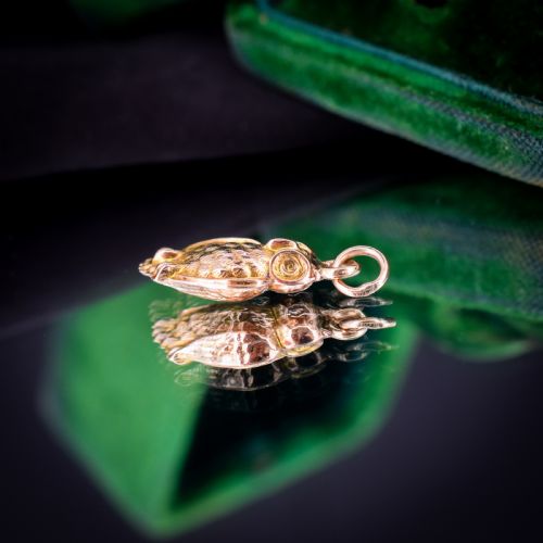 ANTIQUE 9CT GOLD WISE OWL CHARM PENDANT - ADDITIONAL PHOTO 6