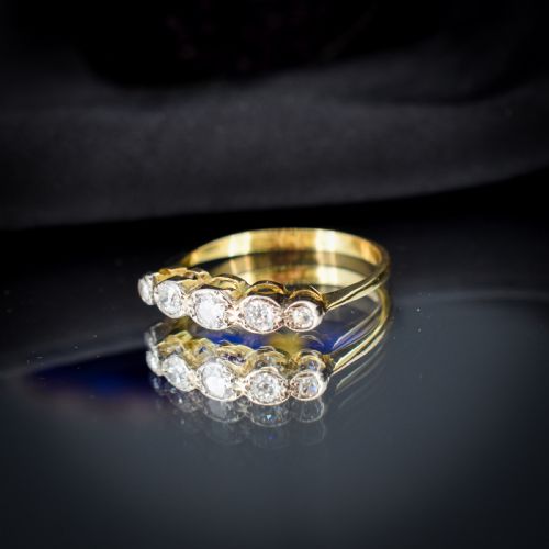 ANTIQUE ART DECO DIAMOND FIVE STONE 18CT YELLOW GOLD RING - ADDITIONAL PHOTO 8