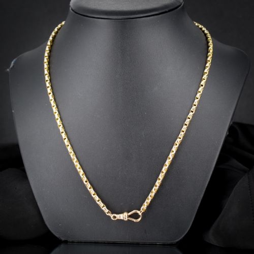 ANTIQUE VICTORIAN 9CT GOLD FACETED LINK CHAIN NECKLACE WITH DOG CLIP 20 - ADDITIONAL PHOTO 1