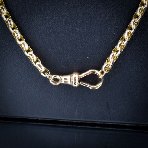 ANTIQUE VICTORIAN 9CT GOLD FACETED LINK CHAIN NECKLACE WITH DOG CLIP 20 - ADDITIONAL PHOTO 2