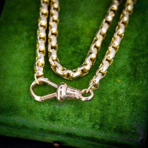 ANTIQUE VICTORIAN 9CT GOLD FACETED LINK CHAIN NECKLACE WITH DOG CLIP 20 - ADDITIONAL PHOTO 4