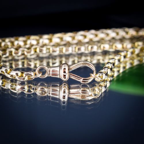 ANTIQUE VICTORIAN 9CT GOLD FACETED LINK CHAIN NECKLACE WITH DOG CLIP 20 - ADDITIONAL PHOTO 6