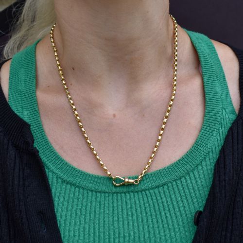 ANTIQUE VICTORIAN 9CT GOLD FACETED LINK CHAIN NECKLACE WITH DOG CLIP 20 - ADDITIONAL PHOTO 9