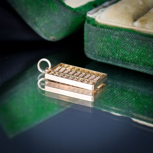VINTAGE 14CT YELLOW GOLD ABACUS CHARM PENDANT - ADDITIONAL PHOTO 4