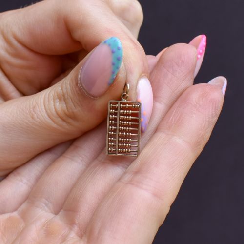 VINTAGE 14CT YELLOW GOLD ABACUS CHARM PENDANT - ADDITIONAL PHOTO 5
