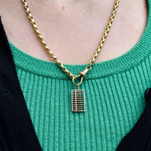 VINTAGE 14CT YELLOW GOLD ABACUS CHARM PENDANT - ADDITIONAL PHOTO 6
