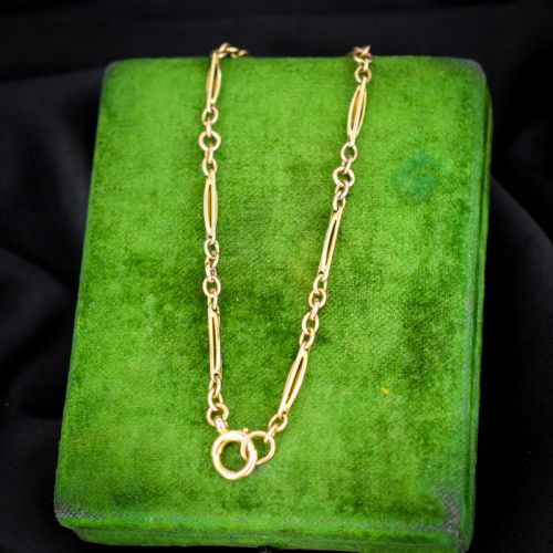 ANTIQUE FANCY LINK 10CT GOLD BRACELET WITH BOLT RING 725 - ADDITIONAL PHOTO 2