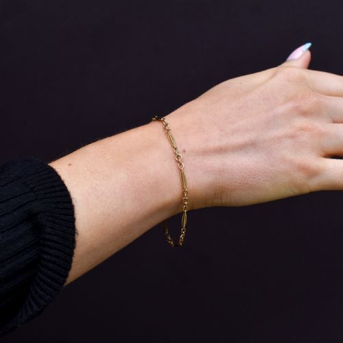 ANTIQUE FANCY LINK 10CT GOLD BRACELET WITH BOLT RING 725 - ADDITIONAL PHOTO 6